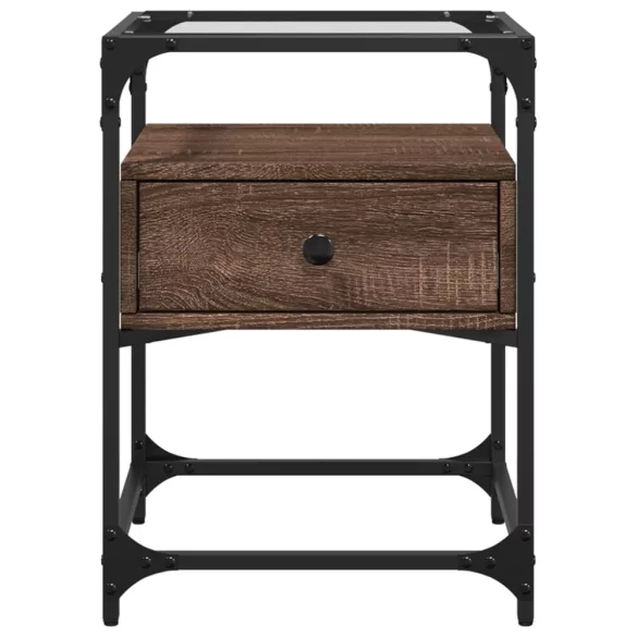 2 db barna tölgy színű szerelt fa éjjeliszekrény 40x40x55 cm