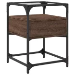 2 db barna tölgy színű szerelt fa éjjeliszekrény 40x40x55 cm