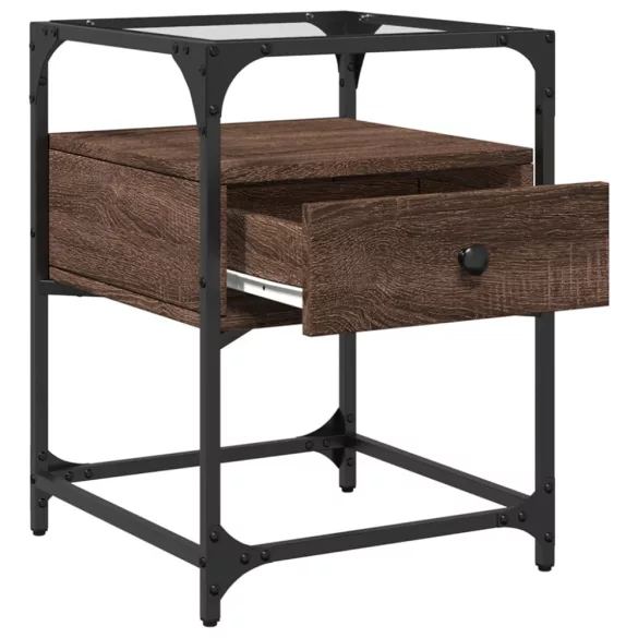 2 db barna tölgy színű szerelt fa éjjeliszekrény 40x40x55 cm