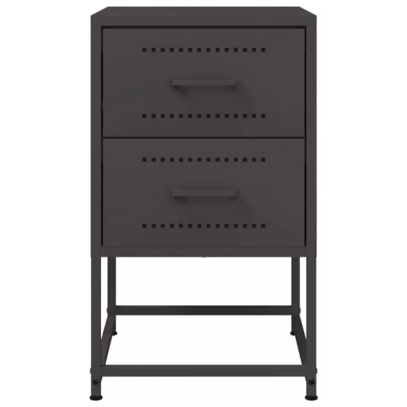 2 db fekete acél éjjeliszekrény 36x39x60,5 cm