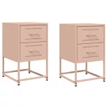 2 db rózsaszín acél éjjeliszekrény 36x39x60,5 cm