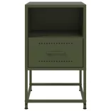 2 db olívazöld acél éjjeliszekrény 36x39x60,5 cm