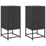 2 db fekete acél éjjeliszekrény 36 x 39 x 78 cm