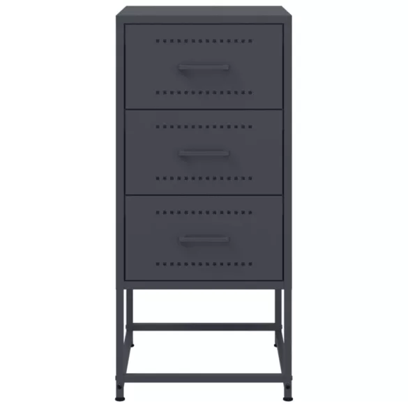 2 db antracitszürke acél éjjeliszekrény 36 x 39 x 78 cm