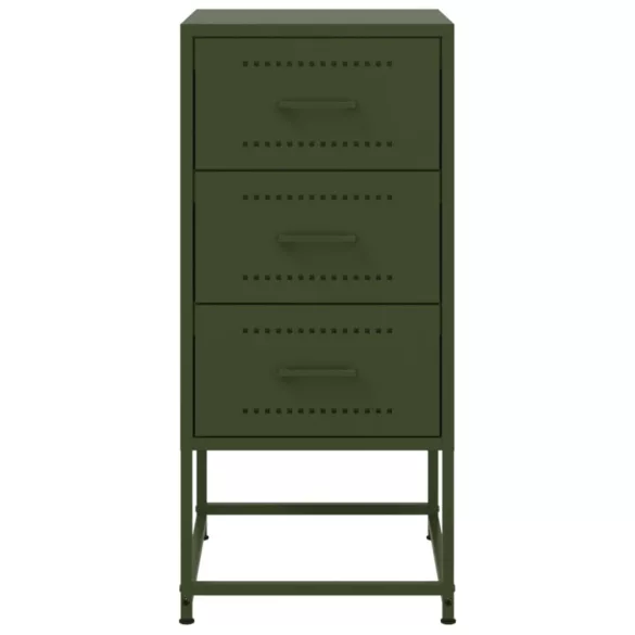 olívazöld acél éjjeliszekrény 36 x 39 x 78 cm