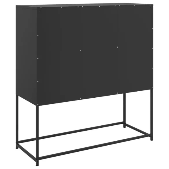 fekete acél tálalószekrény 100,5 x 39 x 107 cm