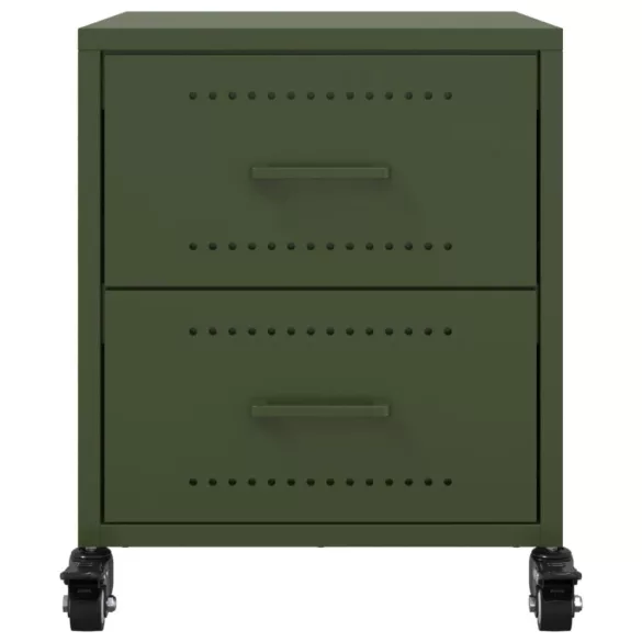2 db olívazöld acél éjjeliszekrény 36x39x43,5 cm