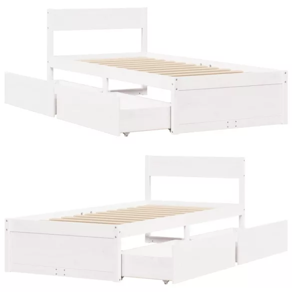 fehér tömör fenyőfa ágy matrac nélkül 100 x 200 cm