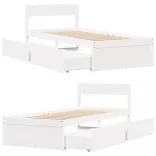 fehér tömör fenyőfa ágy matrac nélkül 90 x 200 cm