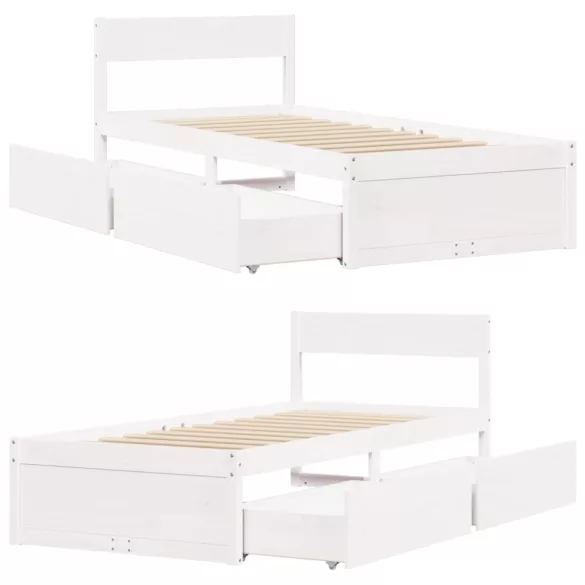 fehér tömör fenyőfa ágy matrac nélkül 90 x 200 cm