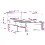 tömör fenyőfa ágy matrac nélkül 75 x 190 cm