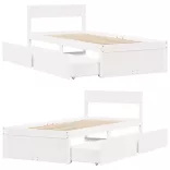 fehér tömör fenyőfa ágy matrac nélkül 75 x 190 cm