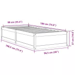 viaszbarna tömör fenyőfa ágy matrac nélkül 90 x 190 cm