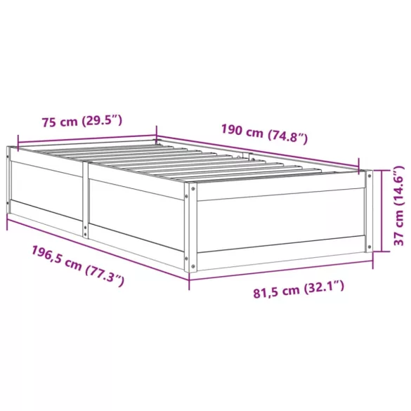 tömör fenyőfa ágy matrac nélkül 75 x 190 cm