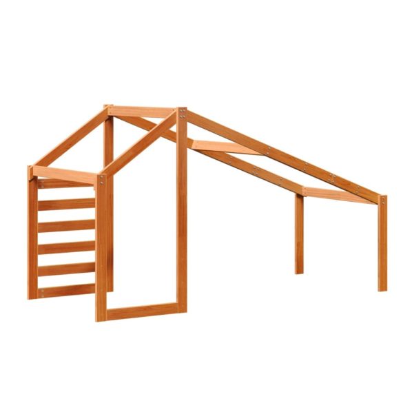 viaszbarna tömör fenyőfa gyerekágytető 198 x 97 x 113 cm