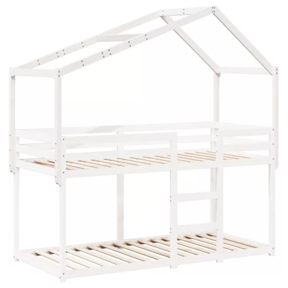 fehér tömör fenyőfa gyerekágytető 203 x 95,5 x 142 cm