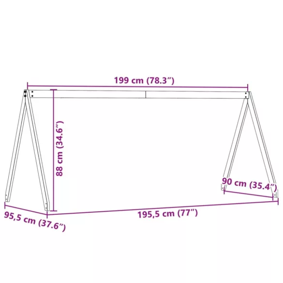 fehér tömör fenyőfa gyerekágytető 199 x 95,5 x 88 cm