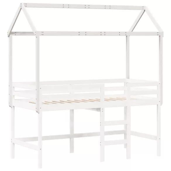 fehér tömör fenyőfa gyerekágytető 217 x 85,5 x 154 cm