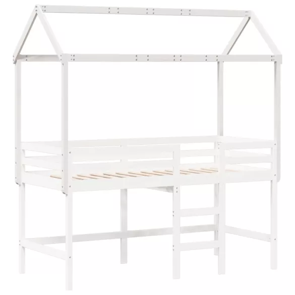 fehér tömör fenyőfa gyerekágytető 207 x 95,5 x 159 cm