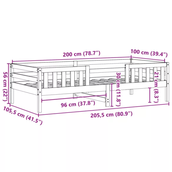 tömör fenyőfa ágy matrac nélkül 100 x 200 cm