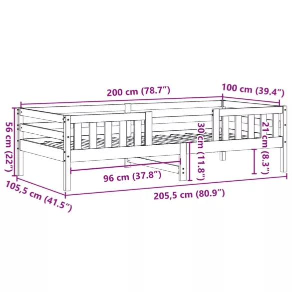 fehér tömör fenyőfa ágy matrac nélkül 100 x 200 cm