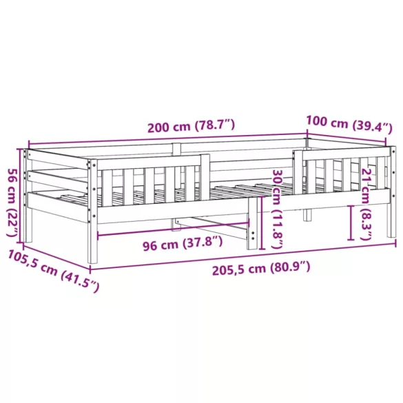 viaszbarna tömör fenyőfa ágy matrac nélkül 100 x 200 cm