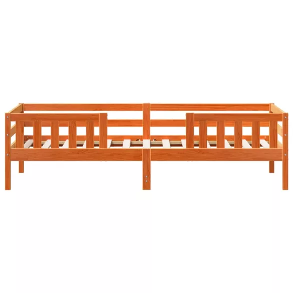 viaszbarna tömör fenyőfa ágy matrac nélkül 90 x 200 cm