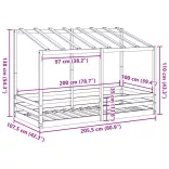 tömör fenyőfa gyerekágy tetővel 100 x 200 cm