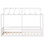 fehér tömör fenyőfa gyerekágy tetővel 100 x 200 cm