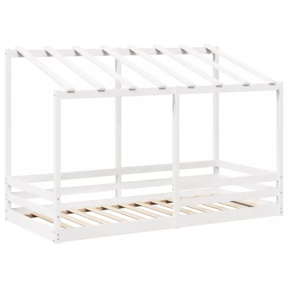 fehér tömör fenyőfa gyerekágy tetővel 90 x 200 cm