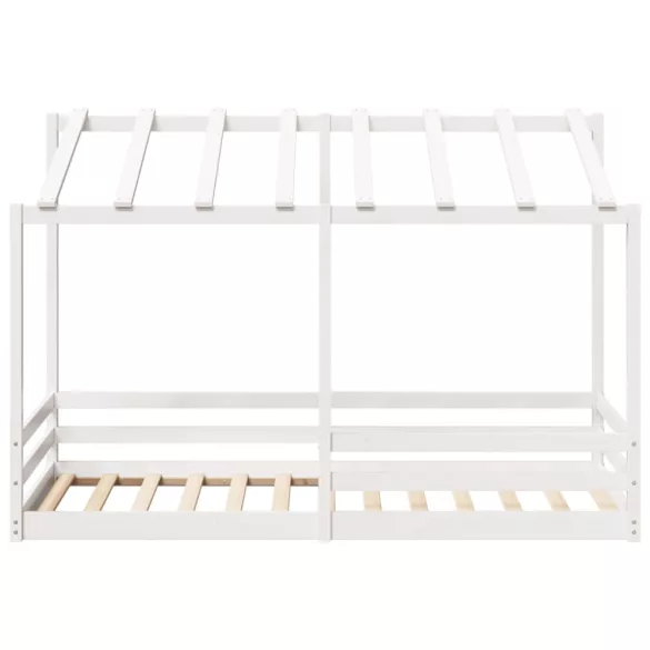 fehér tömör fenyőfa gyerekágy tetővel 90 x 200 cm