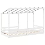 fehér tömör fenyőfa gyerekágy tetővel 90 x 200 cm