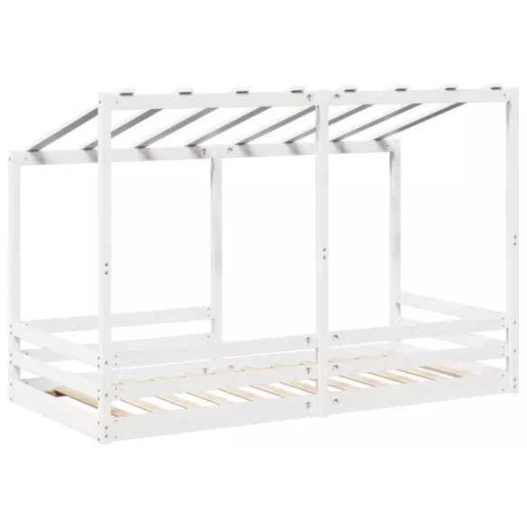 fehér tömör fenyőfa gyerekágy tetővel 90 x 200 cm