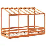 viaszbarna tömör fenyőfa gyerekágy tetővel 90 x 200 cm