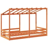 viaszbarna tömör fenyőfa gyerekágy tetővel 90 x 200 cm