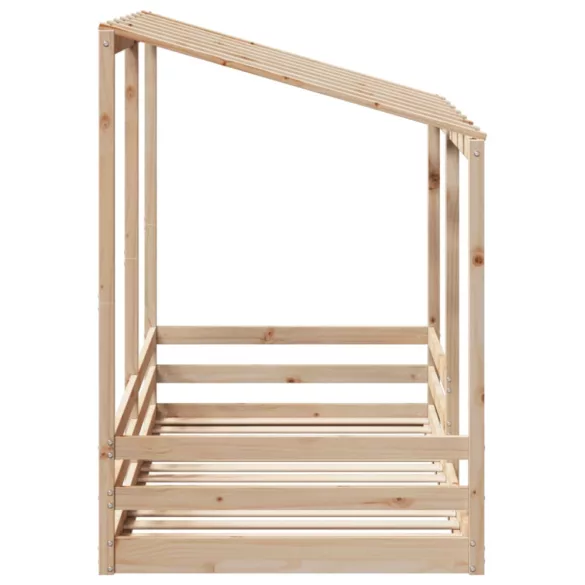 fehér tömör fenyőfa gyerekágy tetővel 80 x 200 cm