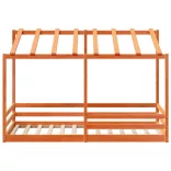 viaszbarna tömör fenyőfa gyerekágy tetővel 80 x 200 cm