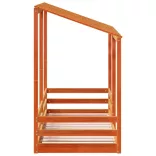 viaszbarna tömör fenyőfa gyerekágy tetővel 90 x 190 cm