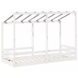 fehér tömör fenyőfa gyerekágy tetővel 75 x 190 cm