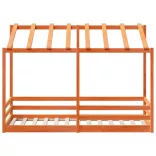 viaszbarna tömör fenyőfa gyerekágy tetővel 75 x 190 cm