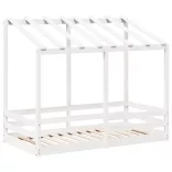 fehér tömör fenyőfa gyerekágy tetővel 70 x 140 cm