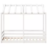 fehér tömör fenyőfa gyerekágy tetővel 70 x 140 cm