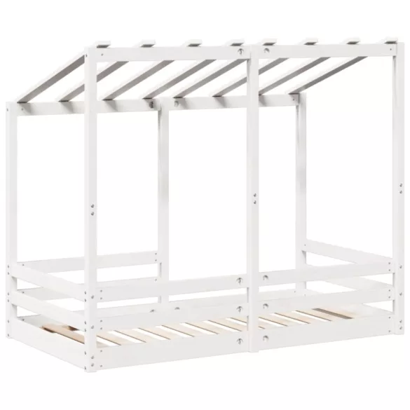 fehér tömör fenyőfa gyerekágy tetővel 70 x 140 cm