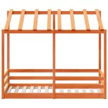 viaszbarna tömör fenyőfa gyerekágy tetővel 70 x 140 cm