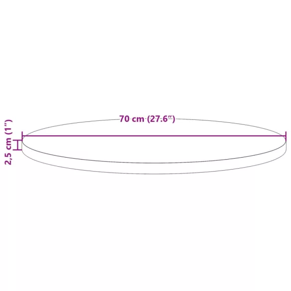 viaszbarna tömör fenyőfa kerek asztallap Ø70 x 2,5 cm