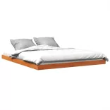 viaszbarna tömör fenyőfa ágykeret 150 x 200 cm