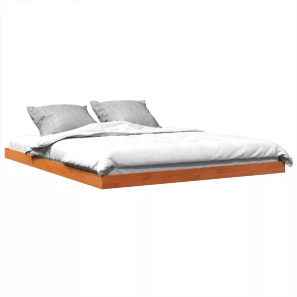 viaszbarna tömör fenyőfa ágykeret 150 x 200 cm