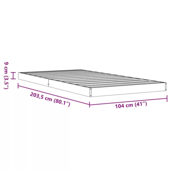 viaszbarna tömör fenyőfa ágykeret 100 x 200 cm