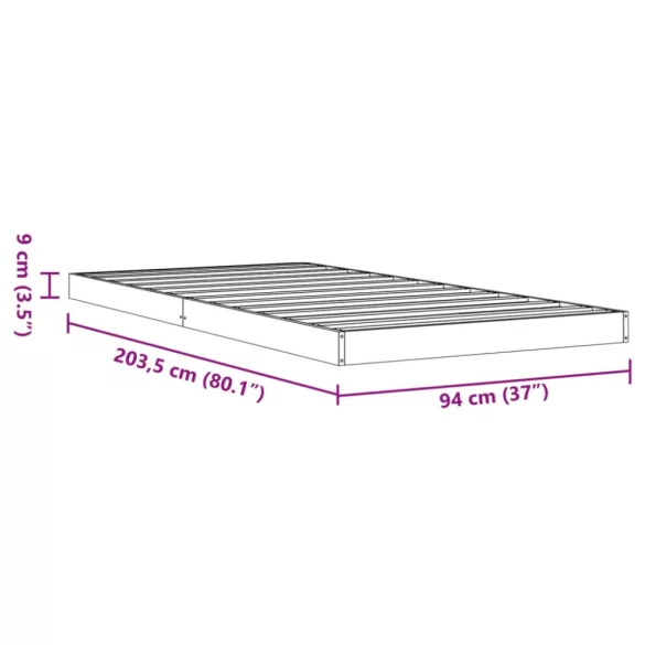 viaszbarna tömör fenyőfa ágykeret 90 x 200 cm