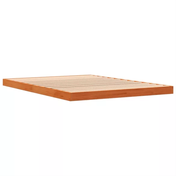 viaszbarna tömör fenyőfa ágykeret 135 x 190 cm